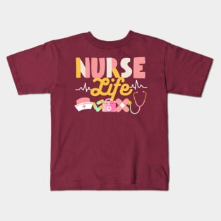 Nurse Life Heart Shape Nursing Week RN LPN CNA Healthcare Kids T-Shirt